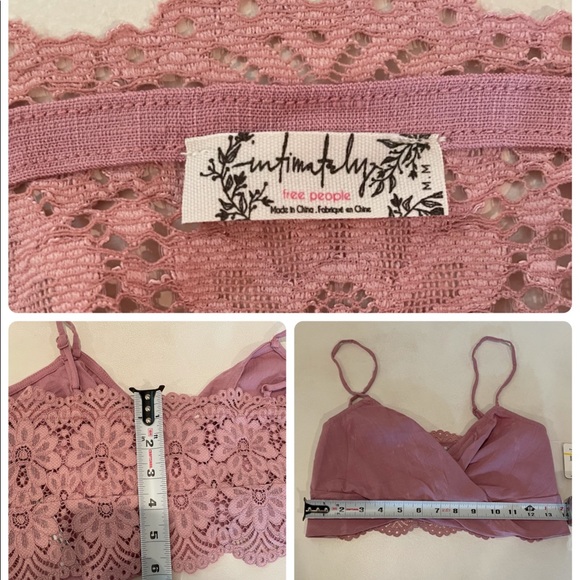 NWT M FREE PEOPLE blush pink lace trim mini skirt crop bralette set brand new - Picture 11 of 13